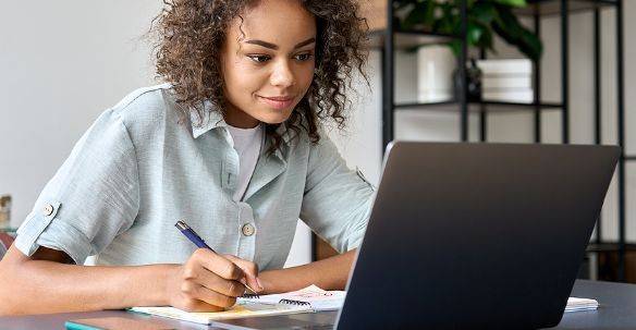 Student studying at computer